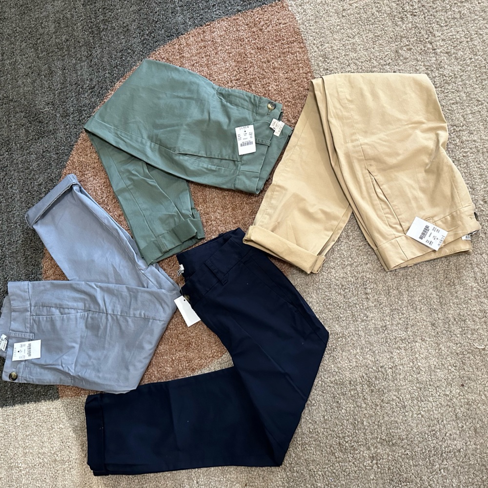 NWT J. Crew Women’s Chino Pants Size 00P Lot of 4 Colors
